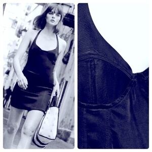 Seamed Bustier Satin Lingerie Style Mini Dress Black Zara